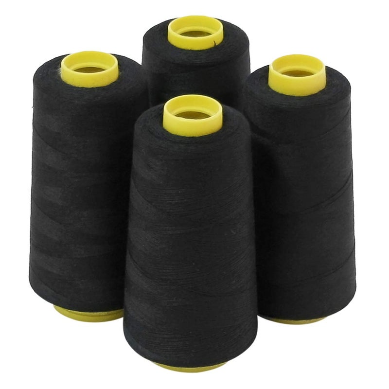ThreadNanny 4 Large Cones (3000 Yards Each) of Polyester Threads for Sewing Quilting Serger Black Color from ThreadNanny - Image 1